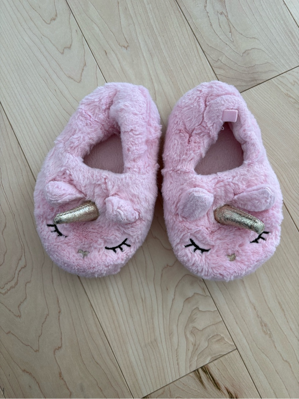 H&M Pink Plush Unicorn Slip-On Slippers